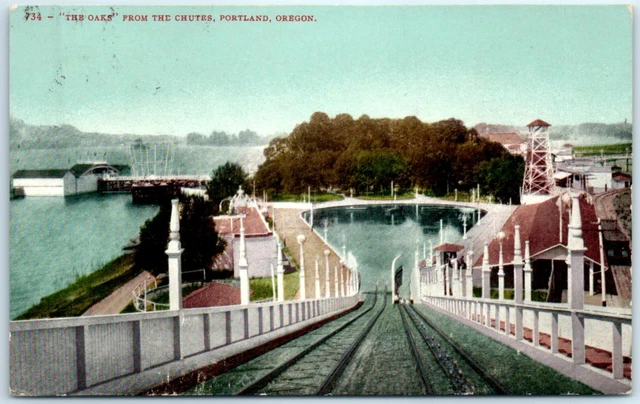 Postcard - "The Oaks" From The Chutes - Portland, Oregon