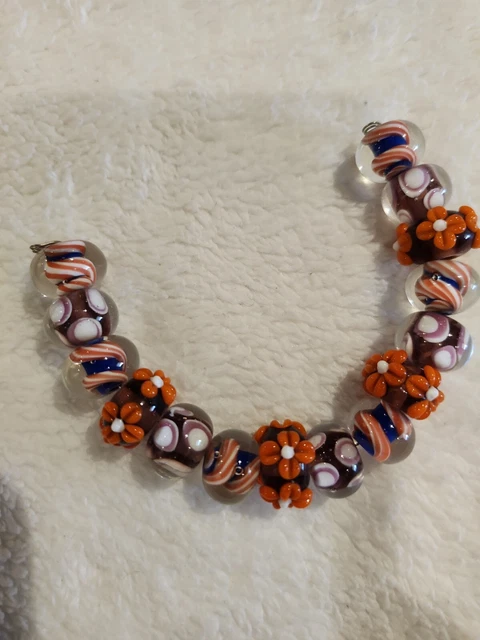 15 Morano Lampwork Beads 10 To 12mm OBP