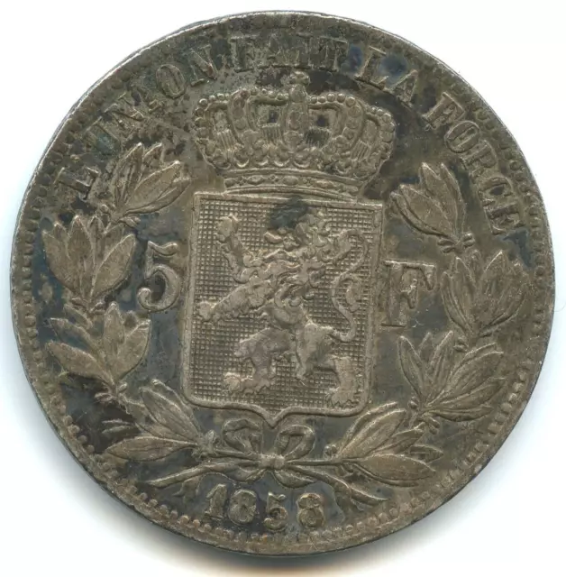 Belgique 5 francs argent Léopold 1er 1858 n°E3963