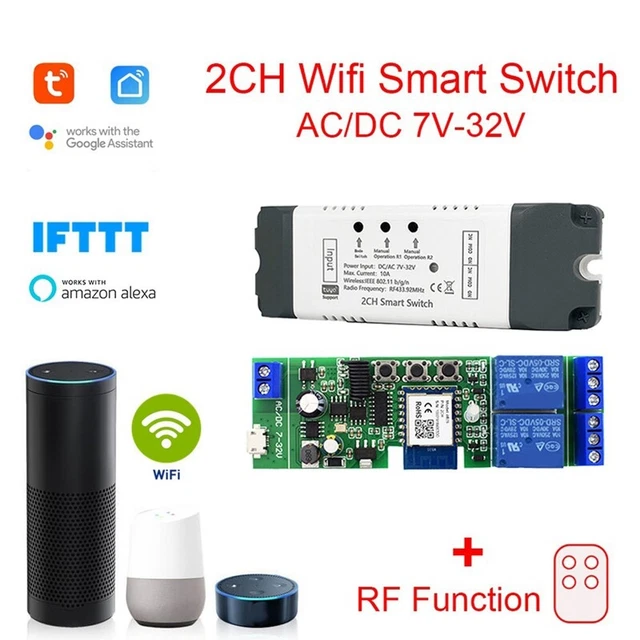 TUYA WIFI Switch Relay Module 2 CH AC/DC 7-32V /APP Remote Control ...