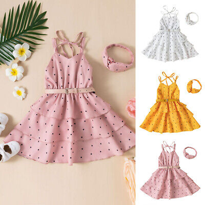 Toddler Kids Baby Girls Halter Tops Ruffle Dress Outfits Summer Clothes Set