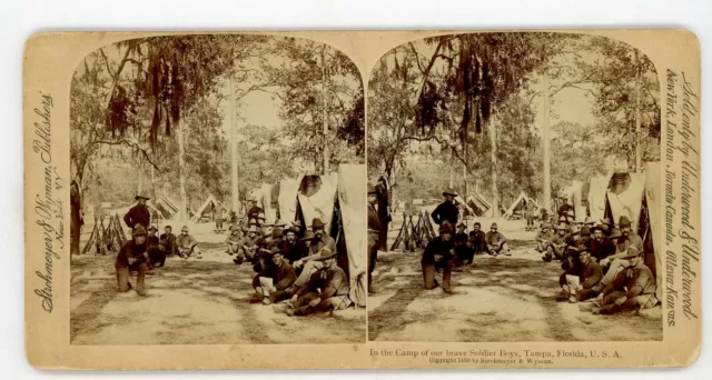 Spanish American War Camp Tampa SOLDIERS RELAXING Stereoview 185_7