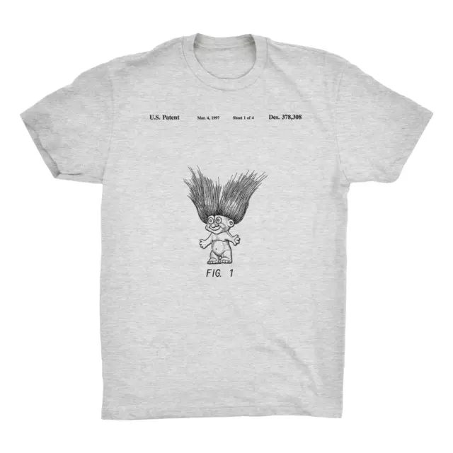 Troll Doll Patent T-Shirt.100% Cotton Tee Comfy on Black White or Gray. NEW