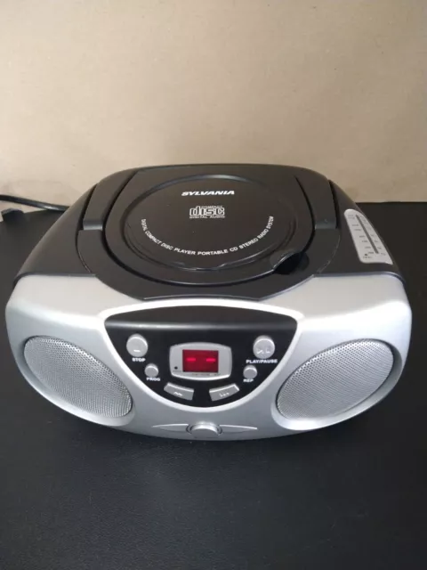 SYLVANIA PORTABLE CD Player with AM/FM Radio Boombox LED DisplayBlack ...