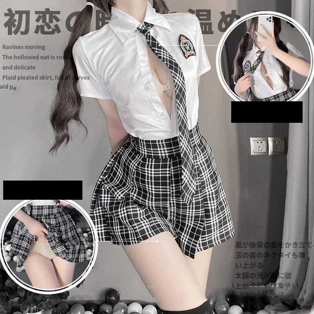 Uniforme Scuola Studentessa Giapponese Ragazze Lingerie Nero Bianco Tuta JK Piegata SkiH7