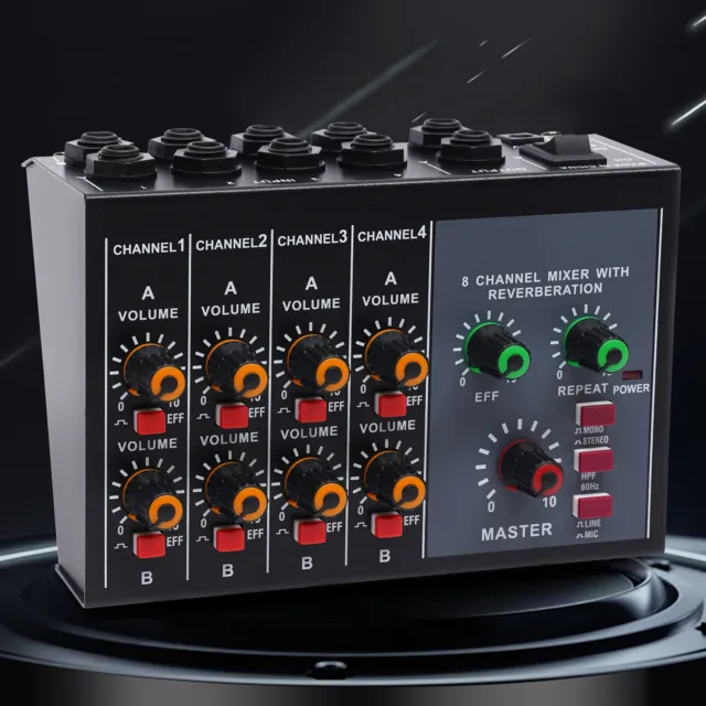 Home Karaoke MIX-428 Mixing Amplifier 8-Channel Pro Mono Stereo Audio Mixer, NEW