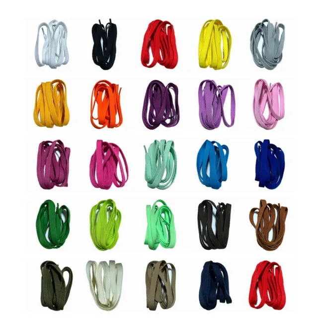  Flat Shoelace Shoelaces Plain Shoe Lace f. Sneakers 24 colors Different Lengths