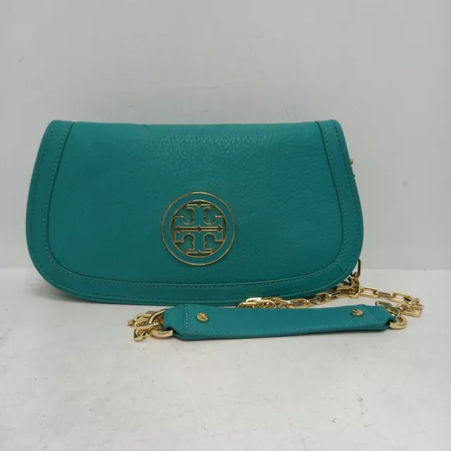 Leather clutch bag Tory Burch Blue in Leather - 40840283