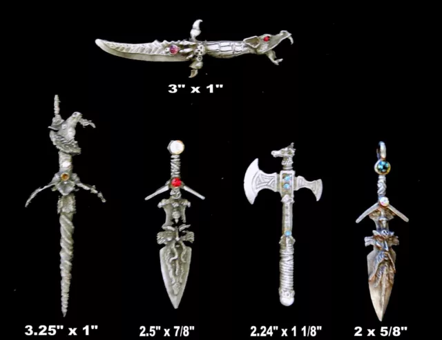 Medieval Daggers /  Heavy Charms  /  Pewter with Loop for Hanging / 5 Styles