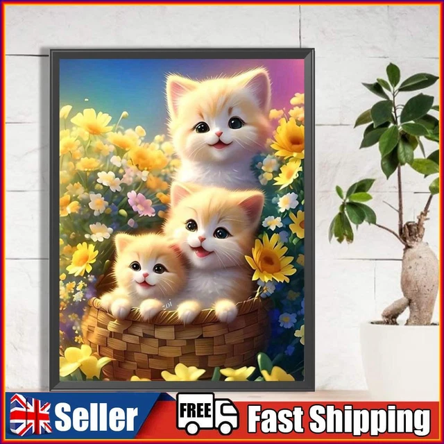 5D DIY Full Round Drill Diamond Painting Cat Kit Home Decoration Art Craft