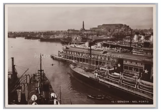 Genua / Genova Italien - Dampfer Hafen - Altes Foto AK 1930er