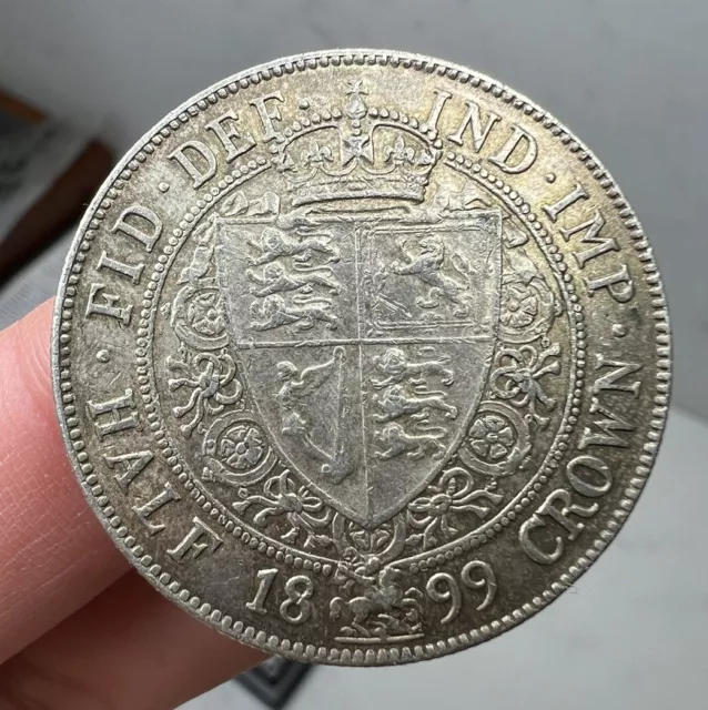 Antique Victorian 1899 Half Crown 925 Solid Silver Coin British