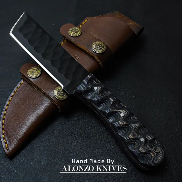 Alonzo Knives Usa Custom Handmade Tactical Hunting 1095 Knife Pakka Wood 32877