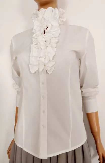 Twinset by Simona Barbieri donna camicia in cotone bianco con jabot , taglia M.