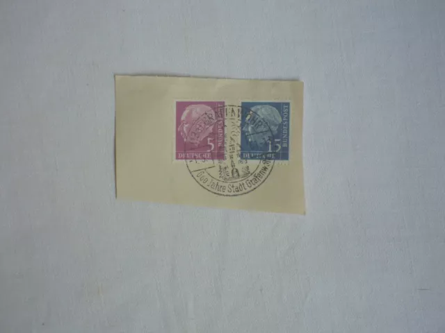 BRD Nr.179xW oder xY u. Nr.184xW, Briefstück,DS Heuss 5 u.15 Pfg., SS Grafenwöhr