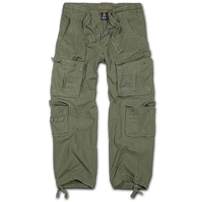Brandit Puro Vintage Pantaloni Da Uomo Combat Cargo Militare dell'Esercito Trekking Verde Oliva 