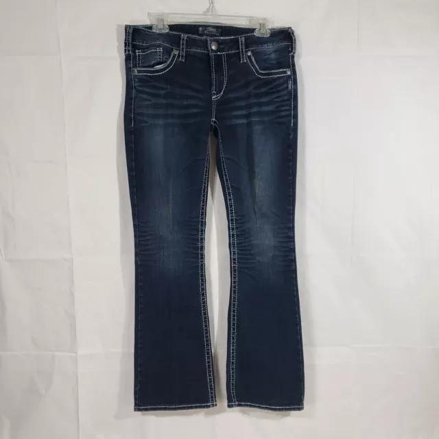 Silver Womens Jeans 32x31 Aiko Bootcut (Act 34x30.5) Low Rise Distressed E20