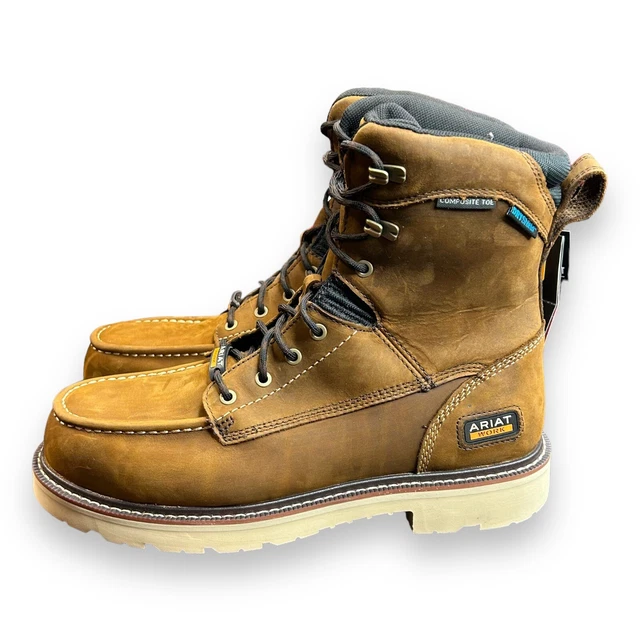 ARIAT MEN'S REBAR Lift 8" Waterproof Distressed Brown Work Boots Size