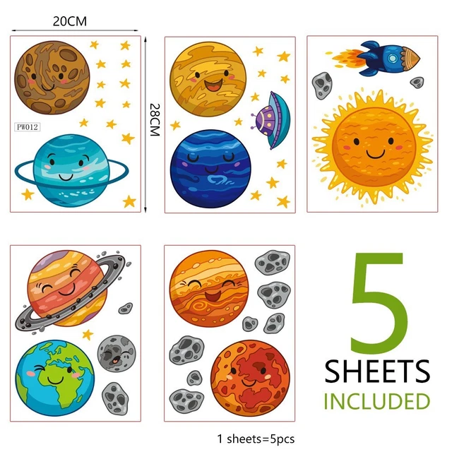 Pegatina de pared decoración adorno PVC 5 hojas niños dormitorio infantil