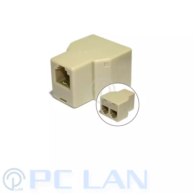 RJ11 Splitter 1 Female to 2 Female Adapter Divider Telephone Phone Fax