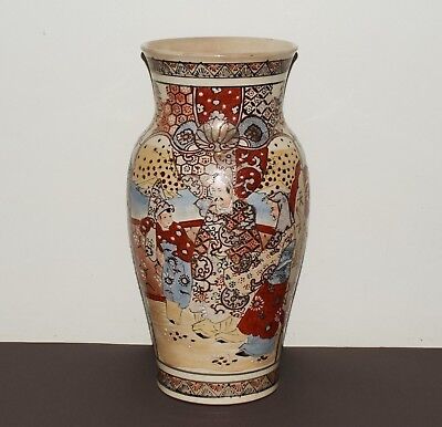 Ancien Vase en céramique Satsuma Japon - Fin XIXe période Meiji - scène samouraï