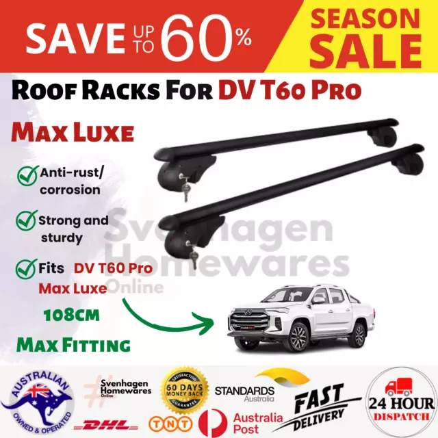 Roof Racks (Black) for LDV T60 Pro Max Luxe | 4-Door Ute | 2022 onwards