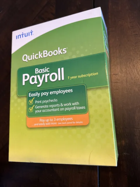 QuickBooks Basic Payroll Intuit Small Business 1-3 Employee 1yr NEW SEALED