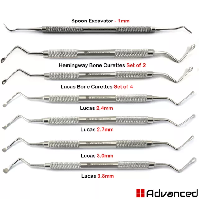 Surgical Lucas Bone Curettes Hemingway Perio Spoon Excavator Tooth Extraction CE
