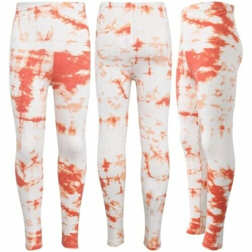 Bambine Leggings Cravatta Tintura Arancione Stampa Moda Fahsion Danza Pantaloni