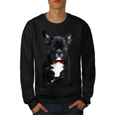 Wellcoda Fancy French Bulldog Mens Sweatshirt, Black Casual Pullover Jumper