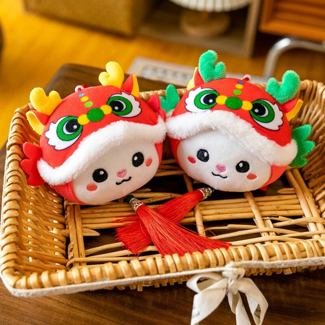 Zodiac Dragon Plush Toy Red Stuffed Doll For 2024 Chinese New Year Mascot Decor