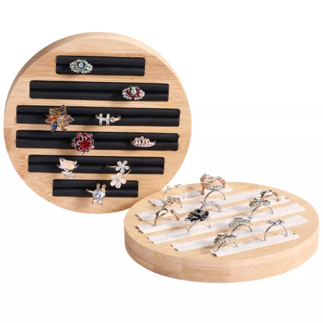 Ringe Display Tray Holz Runde Ring Halter Zeigt Platte Schmuck NEU