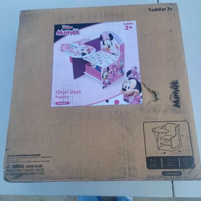 Silla de escritorio para niños Disney Minnie Mouse Delta con contenedor de almacenamiento (CAJA SIN ABRIR)