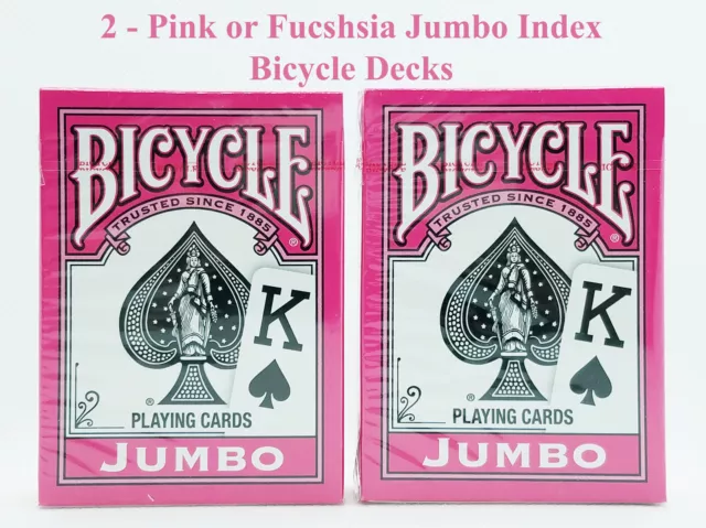 Sale Price 2-Pink Fuchsia Bicycle Jumbo Index Deck Playing Cards - Rider Back