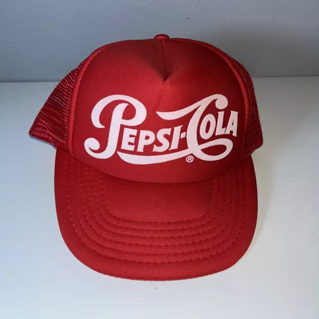 Pepsi Cola Trucker's Hat Cap Red Vintage Retro Logo 1980s Foam Mesh Snapback S/M