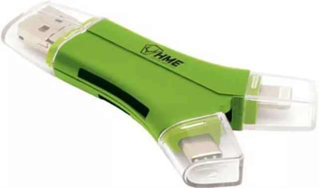 Hme Gsm 4 IN 1 Carte Mémoire Lecteur W / Micro USB / Eclairage Prise Vert