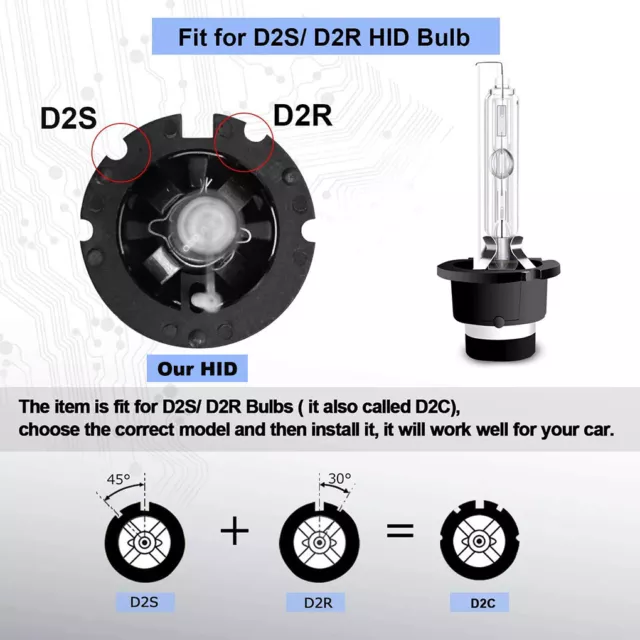 Pair D2S 35W 6K 8K 10K HID Xenon Replacement Low/High Beam Headlight Lamp Bulbs 2