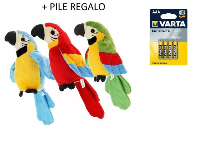 pappagallo PARLANTE elettronico peluche giocattolo IDEA regalo PELUCHE PARLANTE