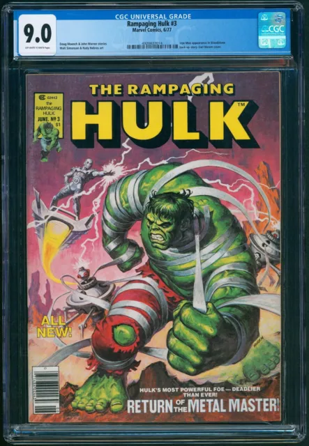 Rampaging Hulk #3 CGC VF/NM 9.0 Earl Norem cover. Walter Simonson story art