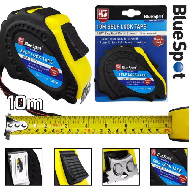 10 Metre Self Locking Tape Measure With Magnetic Tip 33ft Heavy Duty Tape Measur