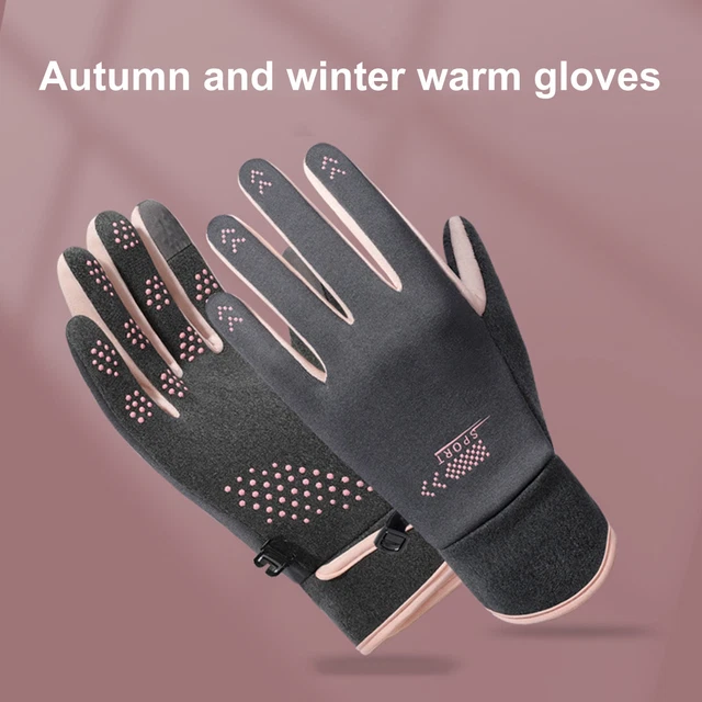 Non-slip Ski Gloves Winter Women's Touch Screen with Design Windproof Velvet