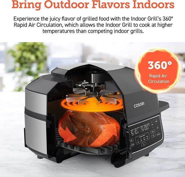 INDOOR GRILL SMART XL Air Fryer Combo Aeroblaze 8 in 1 6QT Grill Broil