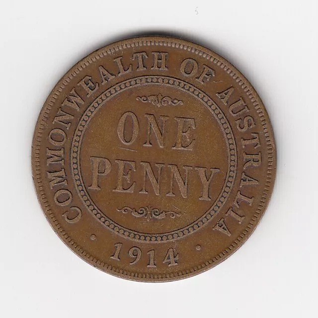 1914L Kgv Australia Penny - Great Low Mintage Coin