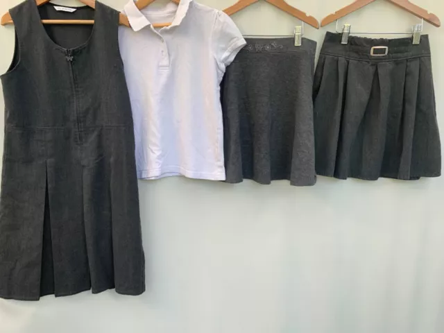 Girls Bundle school uniform pinafore skirts polo shirt age 8-9 years M&S George