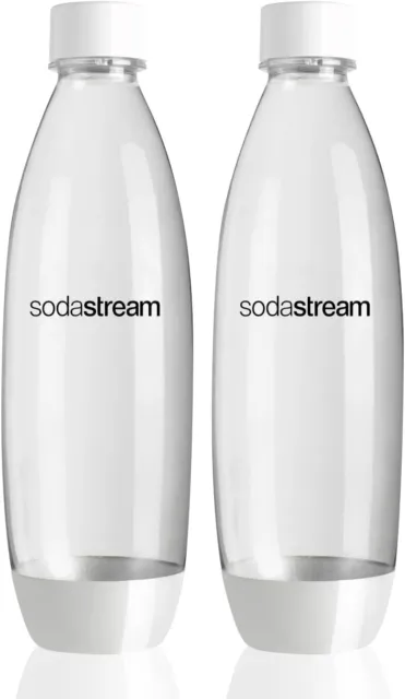 SodaStream White Slim Carbonating Bottles Twin Pack, 1L Pack Of 2