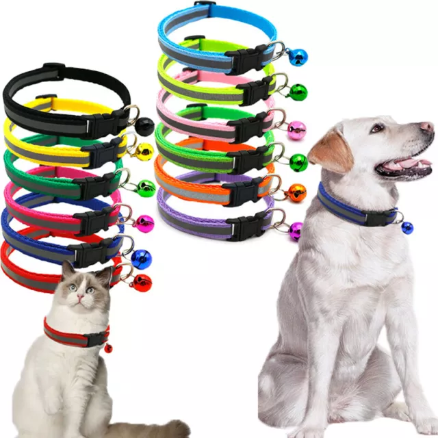 Cat Collar with Safety Elastic, Bell, Range of Colours Available Adjustable UK