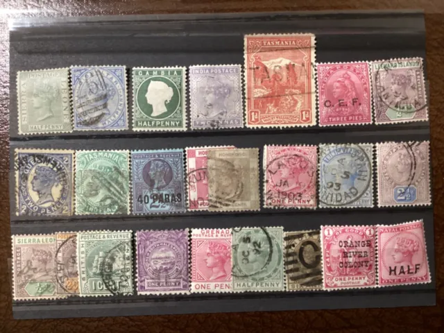 British Empire Queen Victoria 24 mint and used postage stamps fair/good