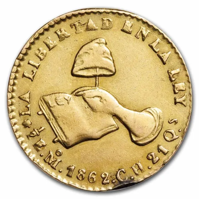 1862 Mo CH Mexico Gold 1/2 Escudo AU - SKU#273494