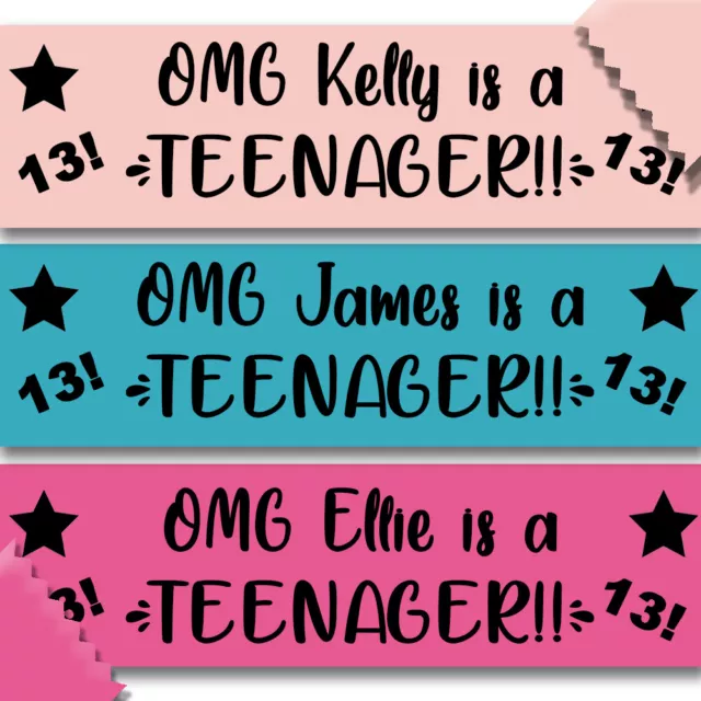 Personalised Teenager Birthday Banner OMG Wall Decoration Party Event 13th Teen