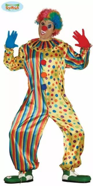 Guirca Costume da Clown Pagliaccio Uomo Carnevale Vestito Tuta Intera